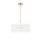 Novena Pourtel 5 Light Pendant in Brushed Aged Brass with Clear Glass Shade