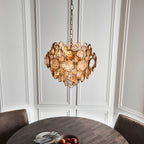 Novena Prados 6 Light Pendant Light Antique Gold Clear Amber Glass