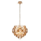 Novena Prados 6 Light Pendant Light Antique Gold Clear Amber Glass