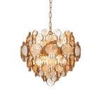 Novena Prados 6 Light Pendant Light Antique Gold Clear Amber Glass