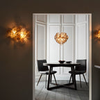 Novena Prados 6 Light Pendant Light Antique Gold Clear Amber Glass