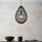 Novena Puente Single Pendant Light with Handmade Black Rattan Shade