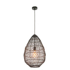 Novena Puente Single Pendant Light with Handmade Black Rattan Shade