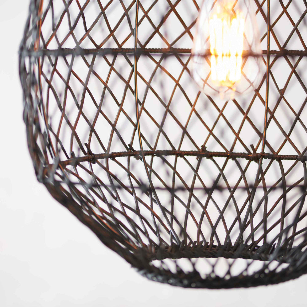 Novena Puente Single Pendant Light with Handmade Black Rattan Shade
