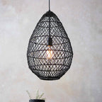 Novena Puente Single Pendant Light with Handmade Black Rattan Shade