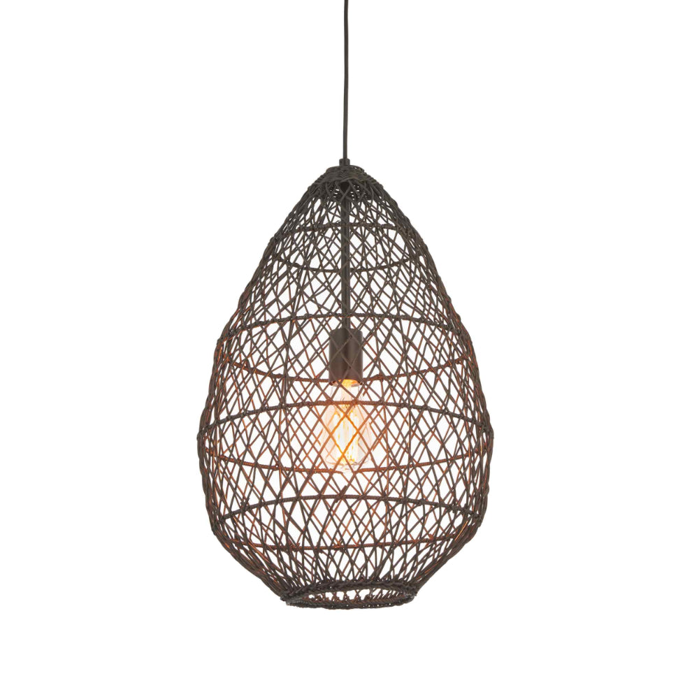 Novena Puente Single Pendant Light with Handmade Black Rattan Shade