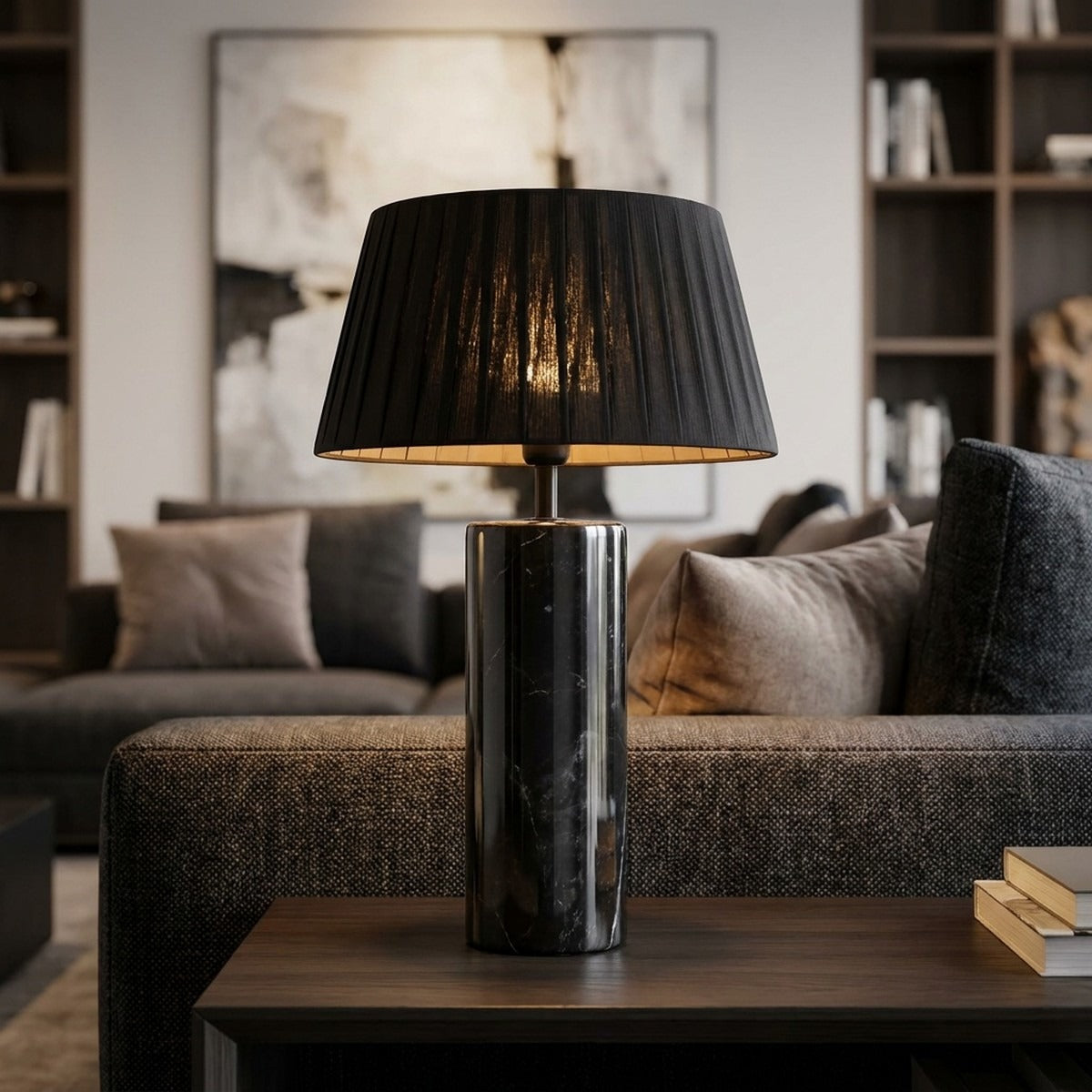 Novena Punta Cordless Rechargeable Table Lamp, Black Marble