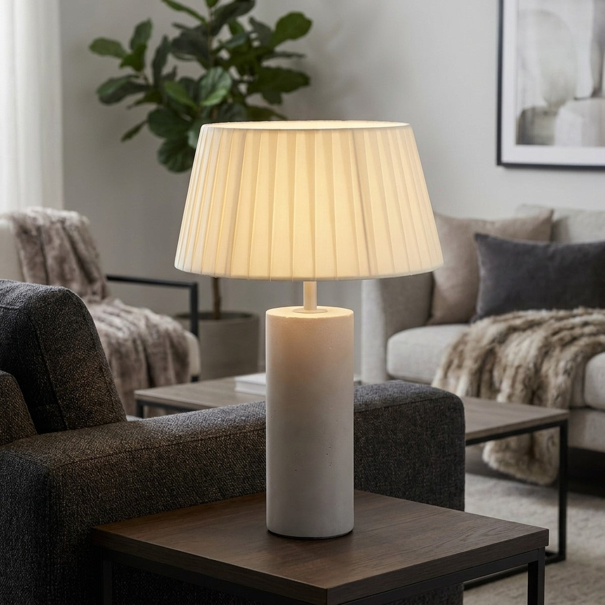 Novena Punta Cordless Rechargeable Table Lamp, Cement
