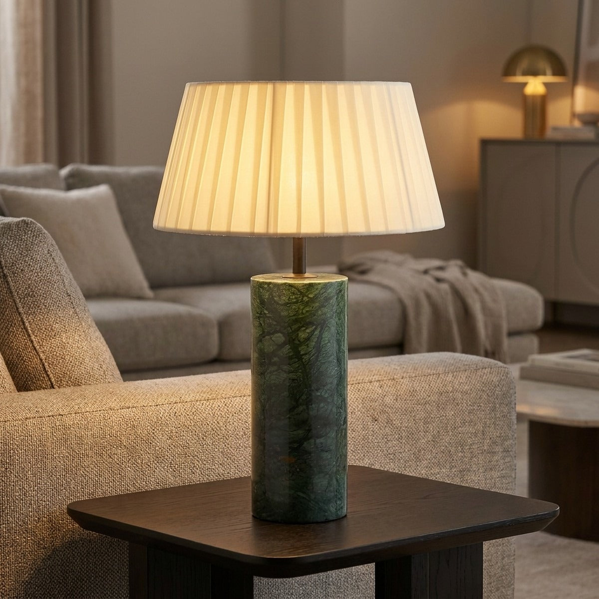 Novena Punta Cordless Rechargeable Table Lamp, Green Marble