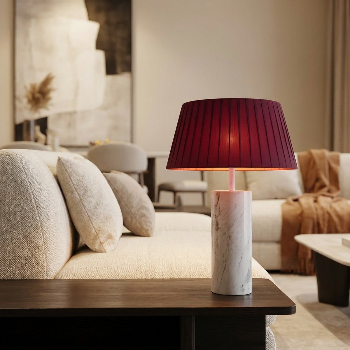 Novena Punta Cordless Rechargeable Table Lamp, White Marble