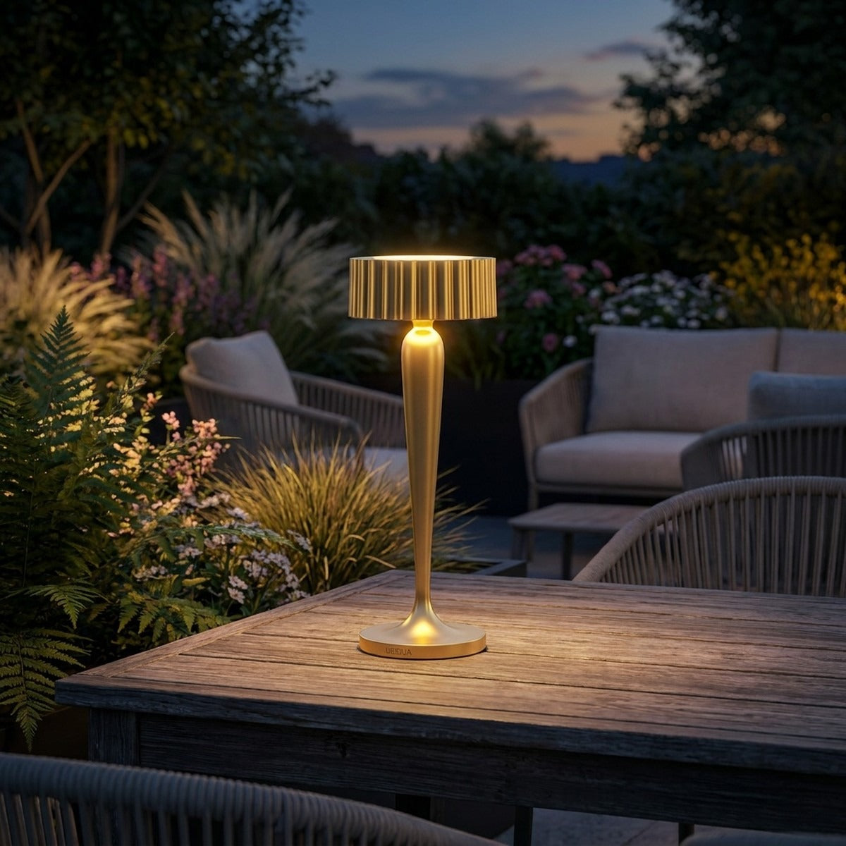Novena Ramo Cordless Rechargeable Table Lamp, Matt Gold
