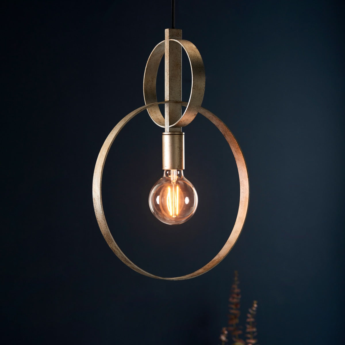 Novena Riba 1 Light Pendant Light Antique Silver Leaf