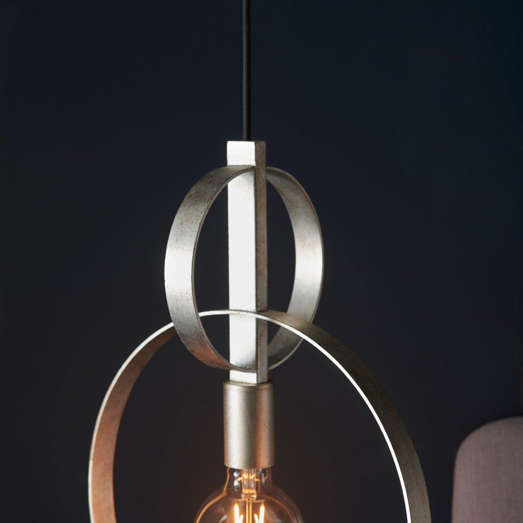Novena Riba 1 Light Pendant Light Antique Silver Leaf