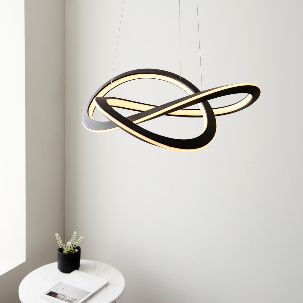 Novena Sabroso 1 Light Pendant Light Textured Black White Silicone