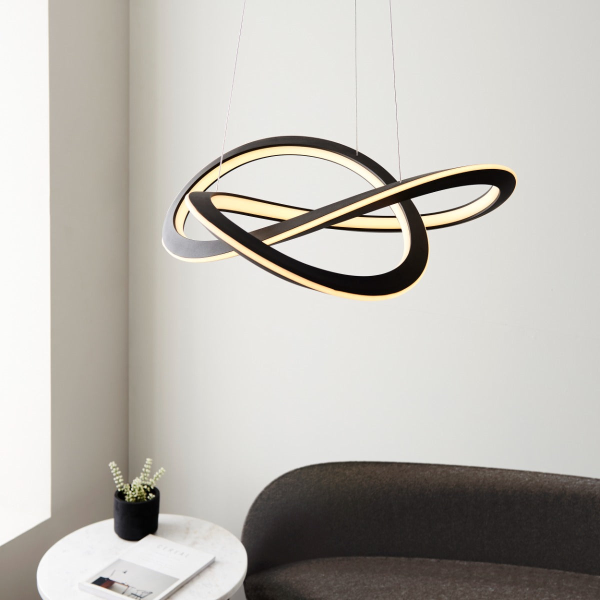Novena Sabroso 1 Light Pendant Light Textured Black White Silicone
