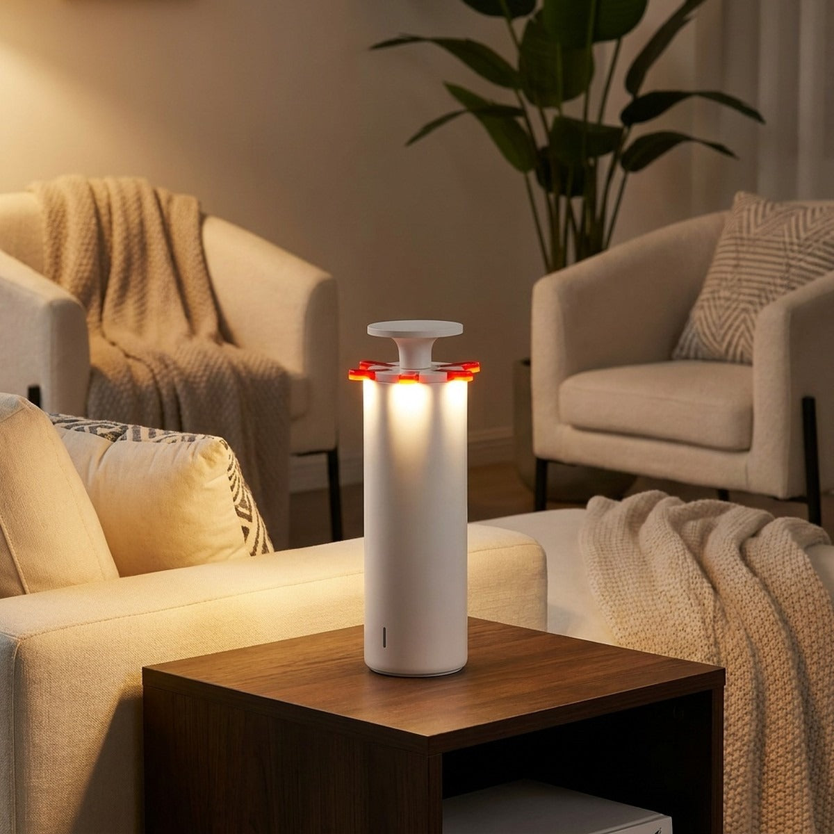 Novena Scintilla Cordless Rechargeable Table Lamp, White/Red