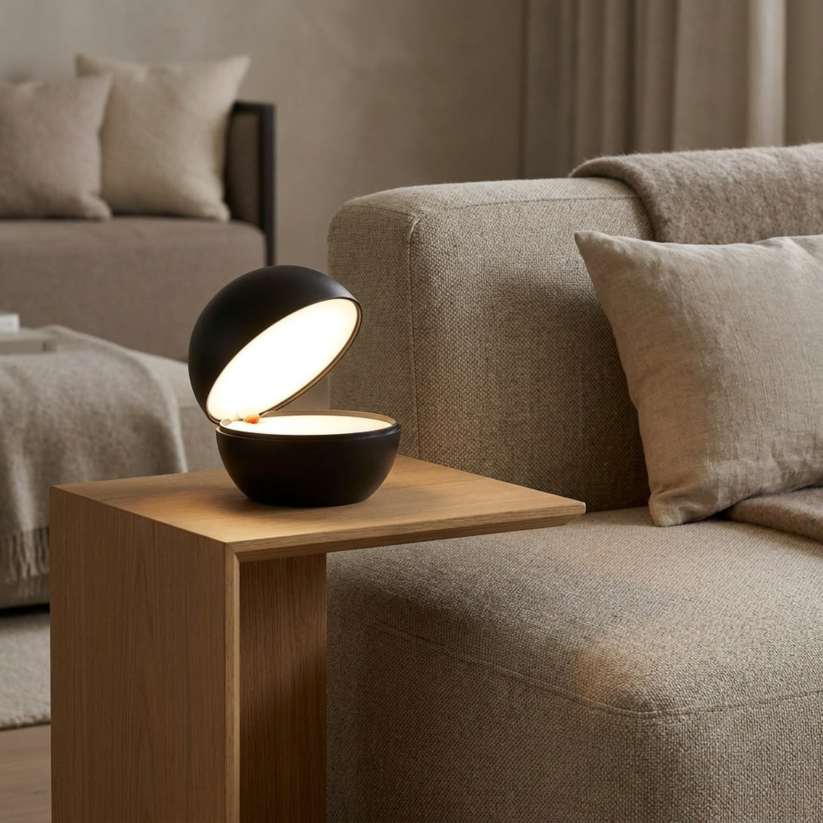 Novena Sereno Cordless Rechargeable Bedside Lamp, Black