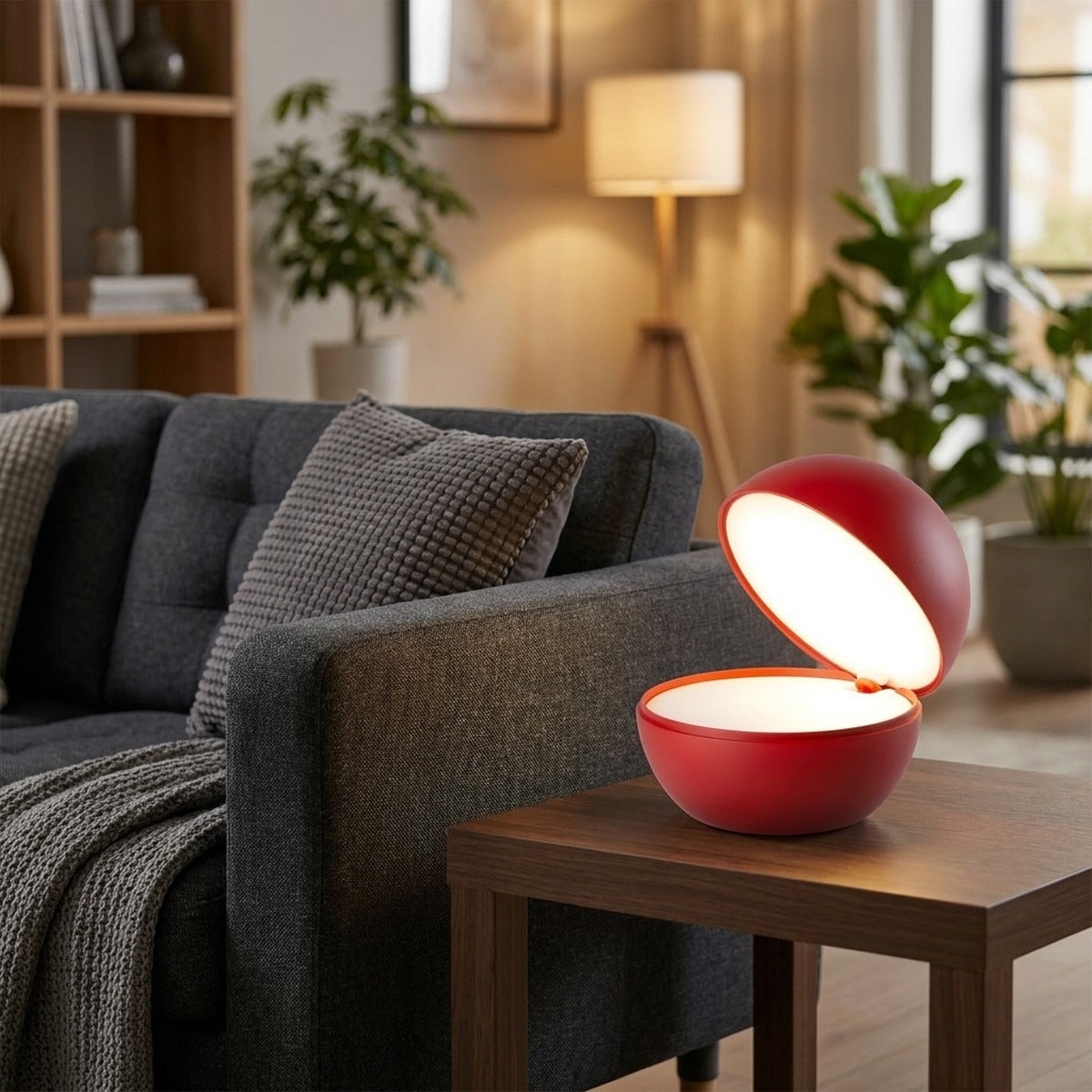 Novena Sereno Cordless Rechargeable Bedside Lamp, Red