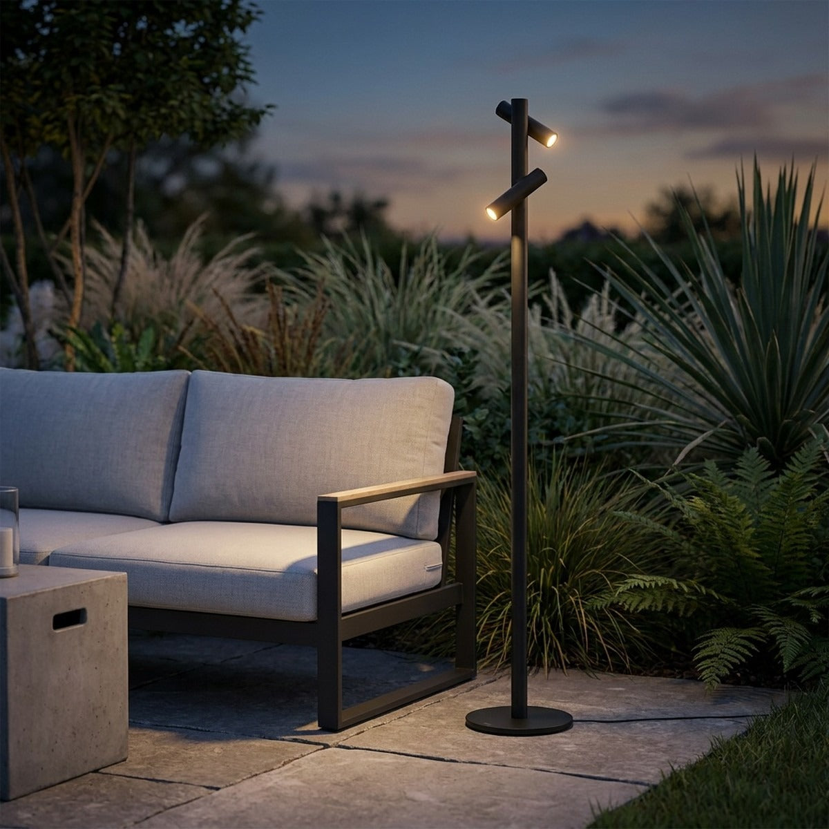 Novena Slancio Twin Floor Cordless Rechargeable Floor Lamp, Black
