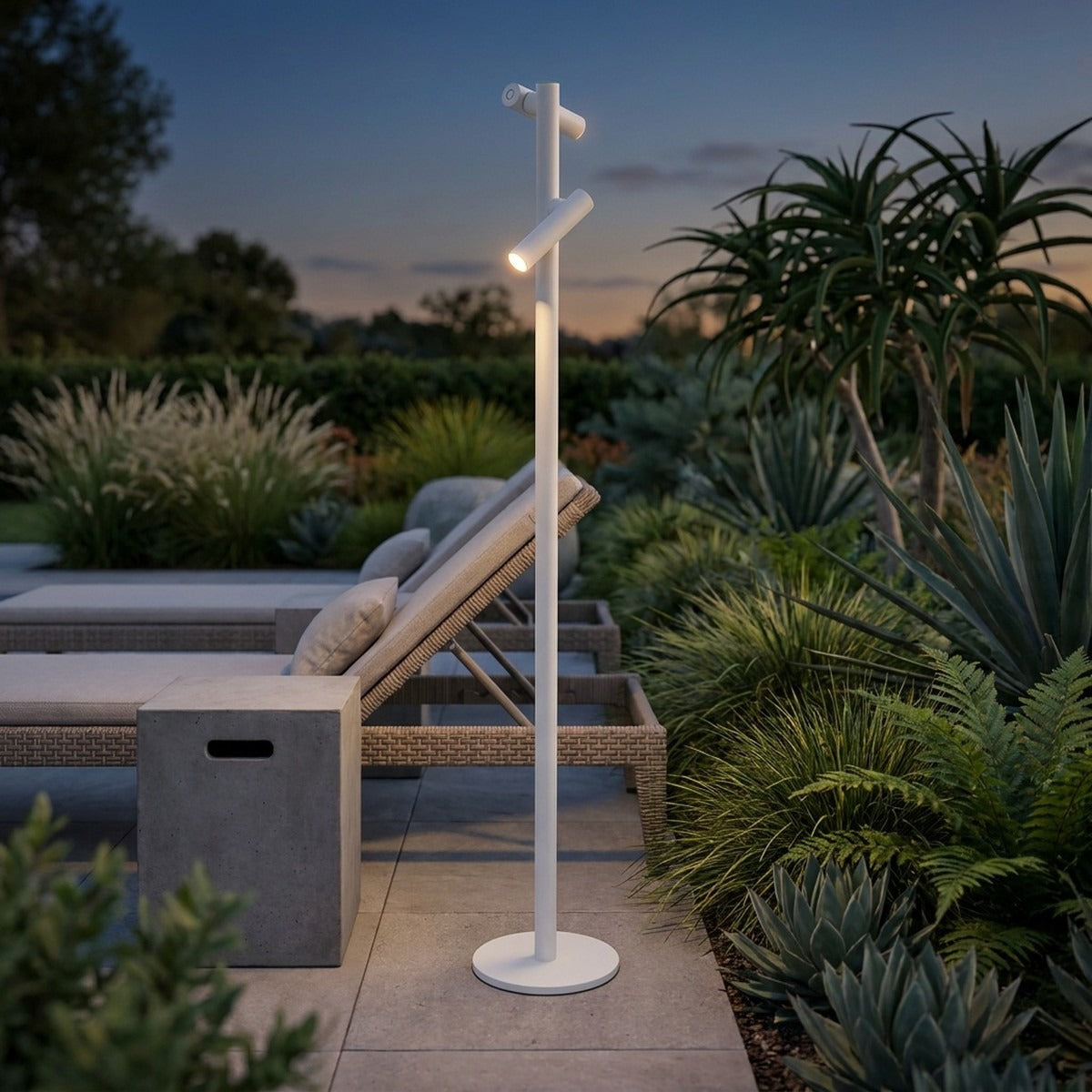 Novena Slancio Twin Floor Cordless Rechargeable Floor Lamp, White