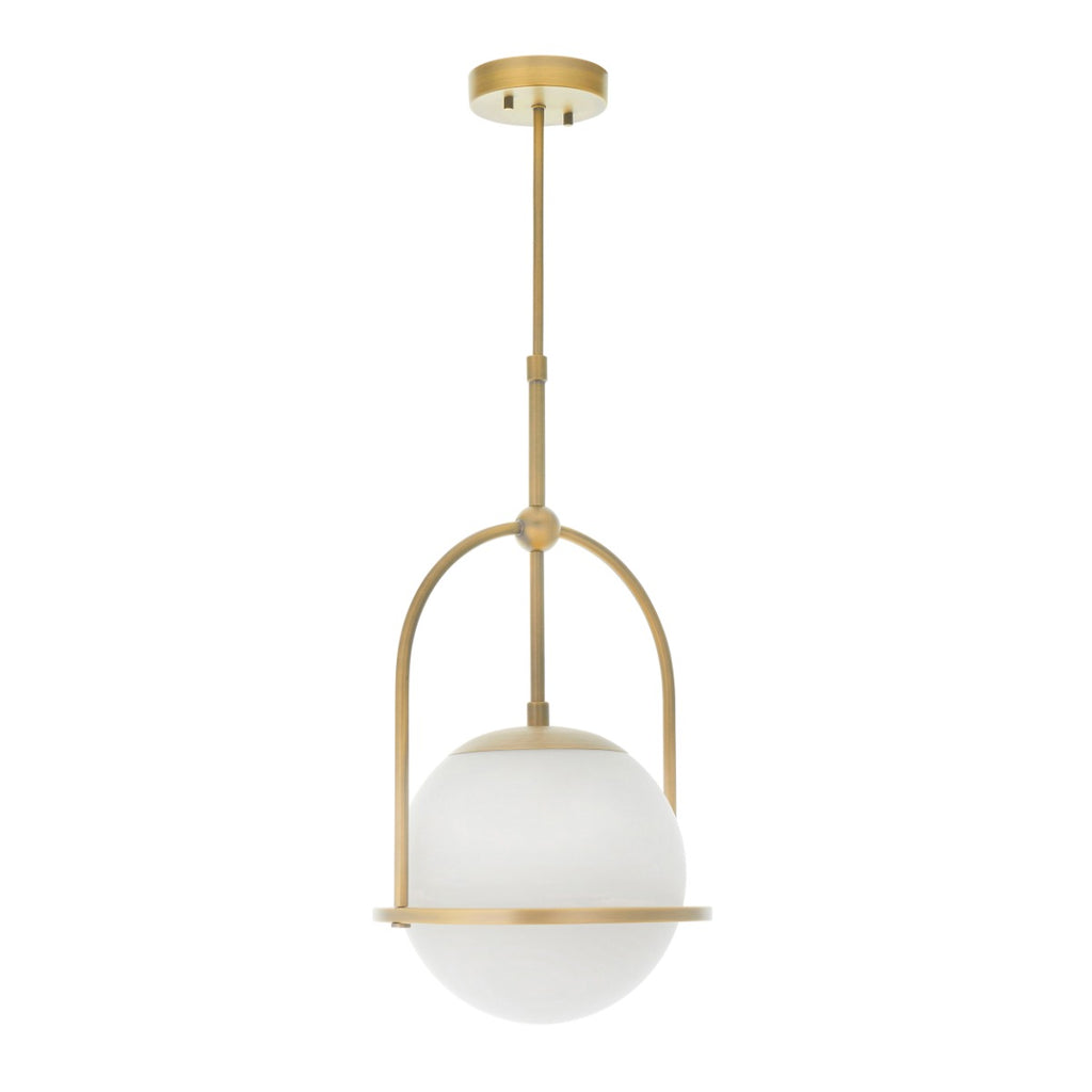 Novena Sobrado 1 Light Pendant Light Opal Glass in Matt Antique Brass Plate