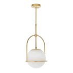 Novena Sobrado 1 Light Pendant Light Opal Glass in Matt Antique Brass Plate