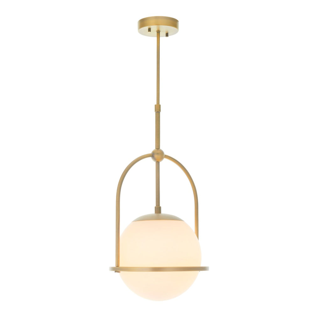Novena Sobrado 1 Light Pendant Light Opal Glass in Matt Antique Brass Plate