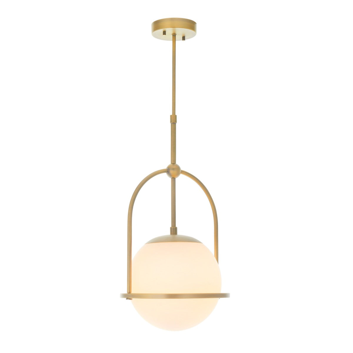 Novena Sobrado 1 Light Pendant Light Opal Glass in Matt Antique Brass Plate