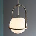 Novena Sobrado 1 Light Pendant Light Opal Glass in Matt Antique Brass Plate