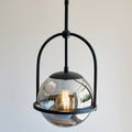 Novena Sobrado 1 Light Pendant Light Smoked Mirror Glass in Matt Black