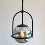Novena Sobrado 1 Light Pendant Light Smoked Mirror Glass in Matt Black