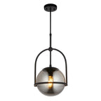 Novena Sobrado 1 Light Pendant Light Smoked Mirror Glass in Matt Black