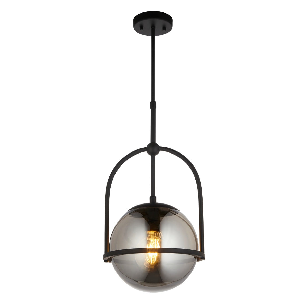 Novena Sobrado 1 Light Pendant Light Smoked Mirror Glass in Matt Black