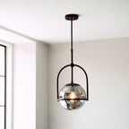 Novena Sobrado 1 Light Pendant Light Smoked Mirror Glass in Matt Black