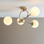 Novena Sobrado 4 Light Semi Flush Ceiling Light Opal Glass Antique Brass