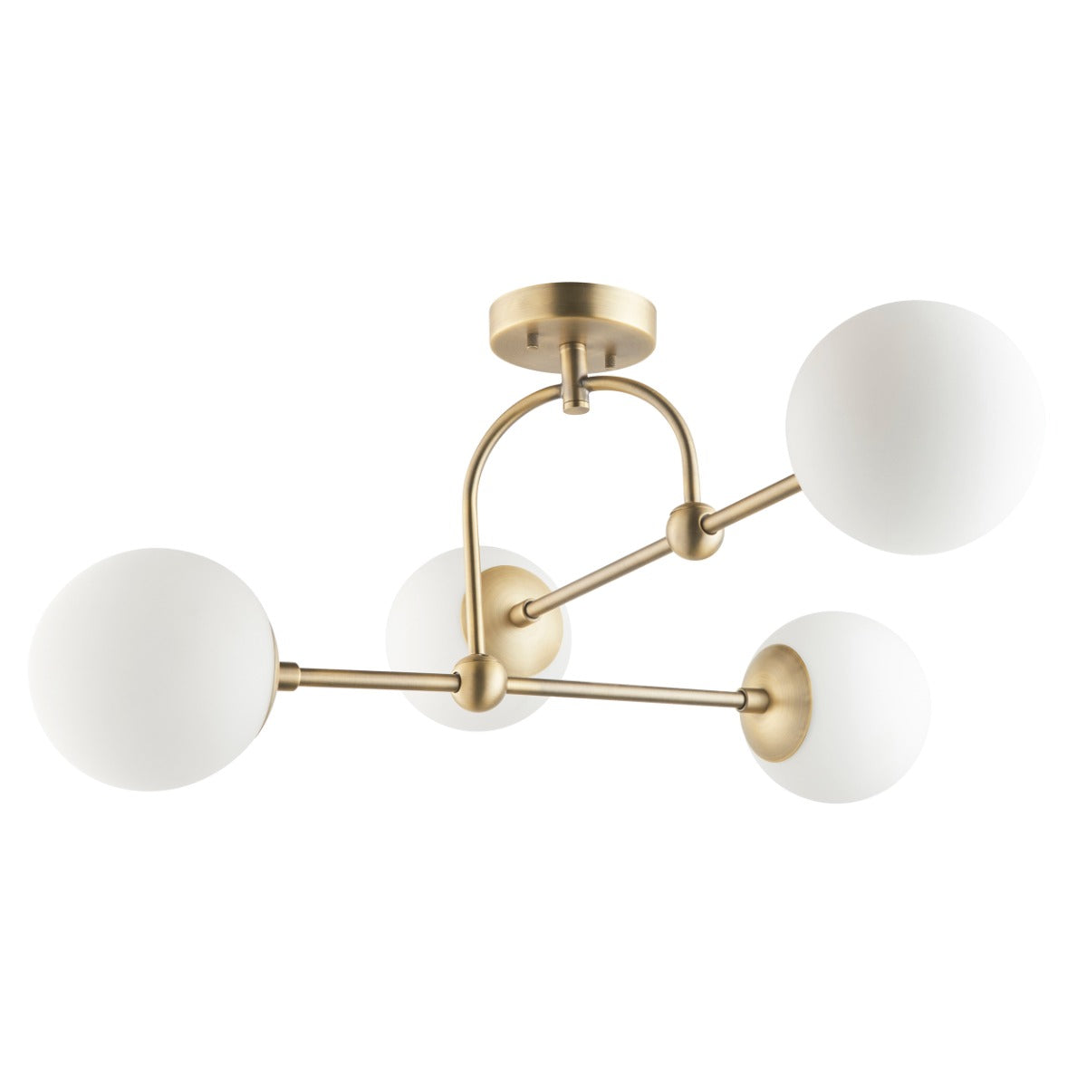 Novena Sobrado 4 Light Semi Flush Ceiling Light Opal Glass Antique Brass
