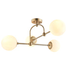 Novena Sobrado 4 Light Semi Flush Ceiling Light Opal Glass Antique Brass