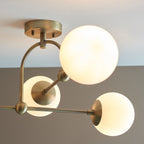 Novena Sobrado 4 Light Semi Flush Ceiling Light Opal Glass Antique Brass