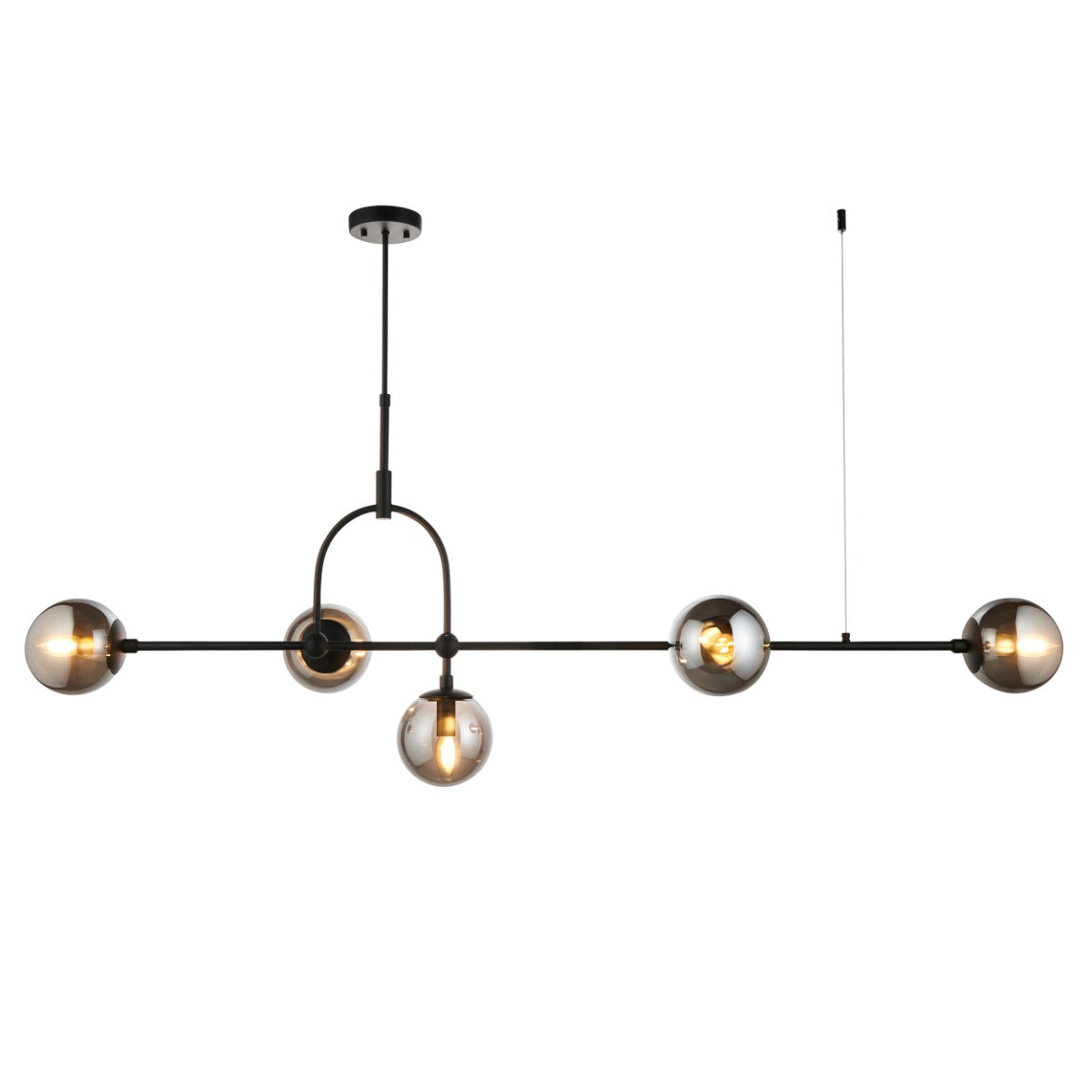 Novena Sobrado 5 Light Linear Pendant Light Matt Black Smoked Mirror Glass