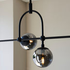 Novena Sobrado 5 Light Linear Pendant Light Matt Black Smoked Mirror Glass