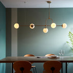 Novena Sobrado 5 Light Linear Pendant Light Opal Glass Antique Brass
