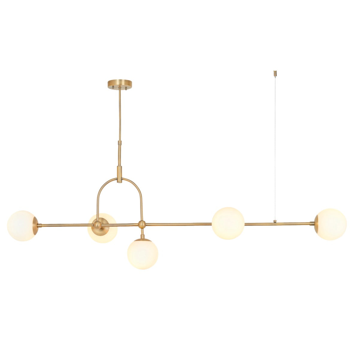 Novena Sobrado 5 Light Linear Pendant Light Opal Glass Antique Brass
