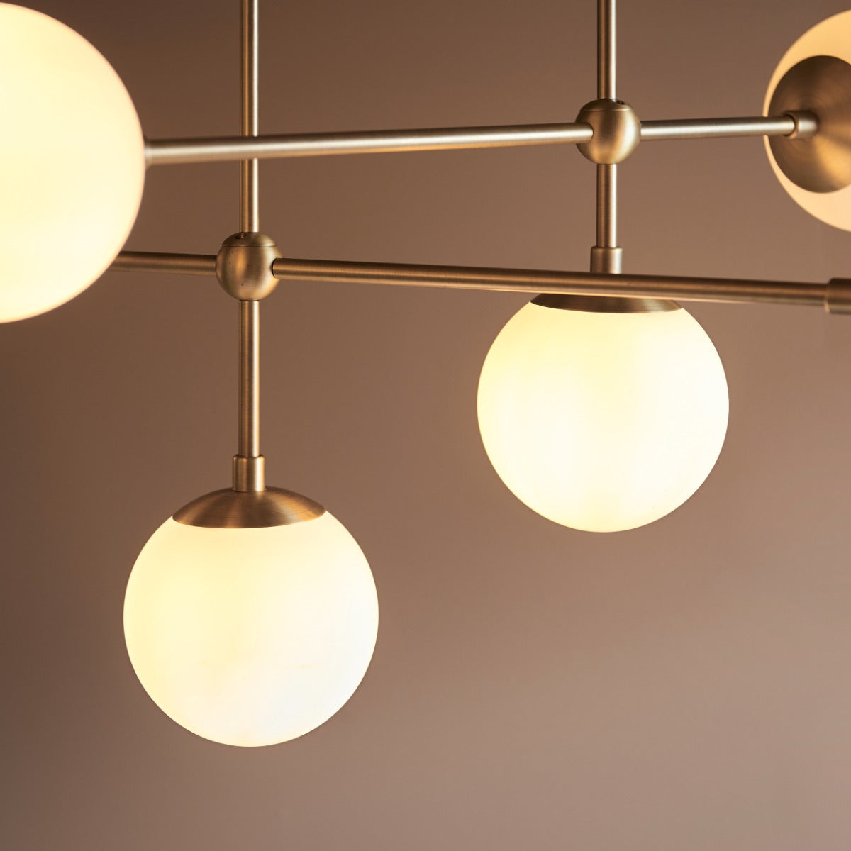 Novena Sobrado 6 Light Pendant Light Antique Brass Opal Glass