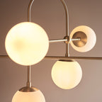 Novena Sobrado 6 Light Pendant Light Antique Brass Opal Glass