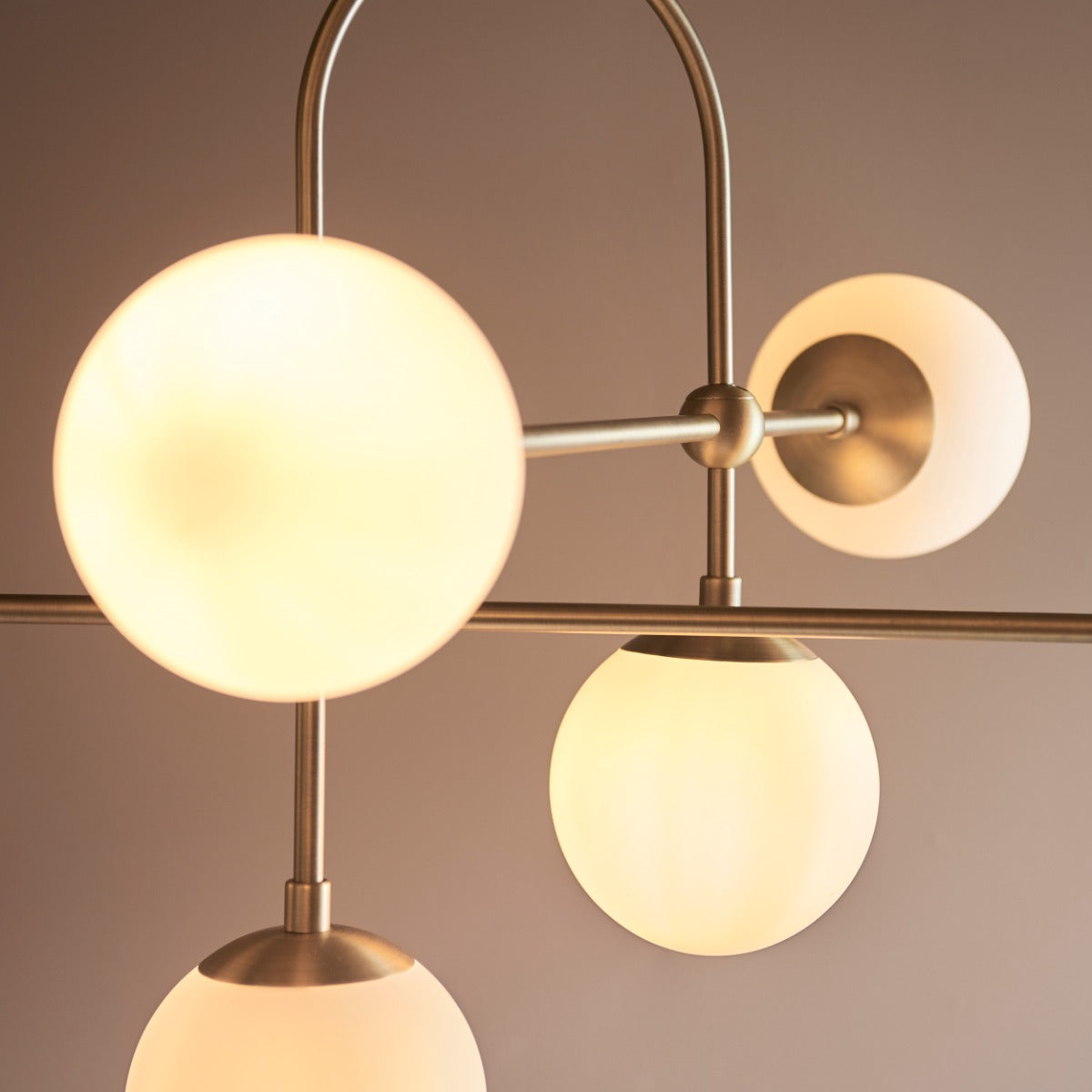Novena Sobrado 6 Light Pendant Light Antique Brass Opal Glass