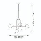 Novena Sobrado 6 Light Pendant Light Antique Brass Opal Glass