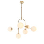Novena Sobrado 6 Light Pendant Light Antique Brass Opal Glass