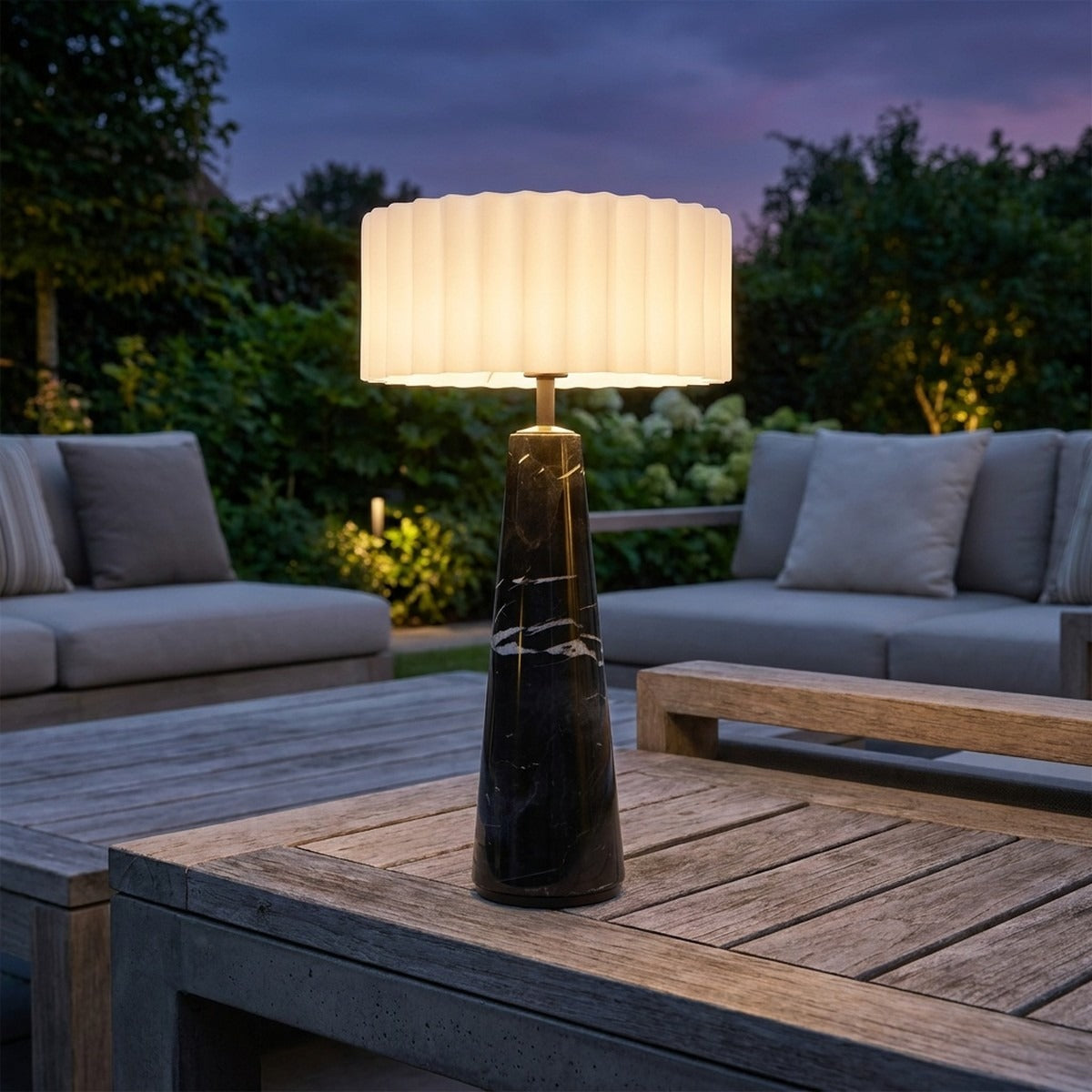 Novena Solido Cordless Rechargeable Table Lamp, Black Marble