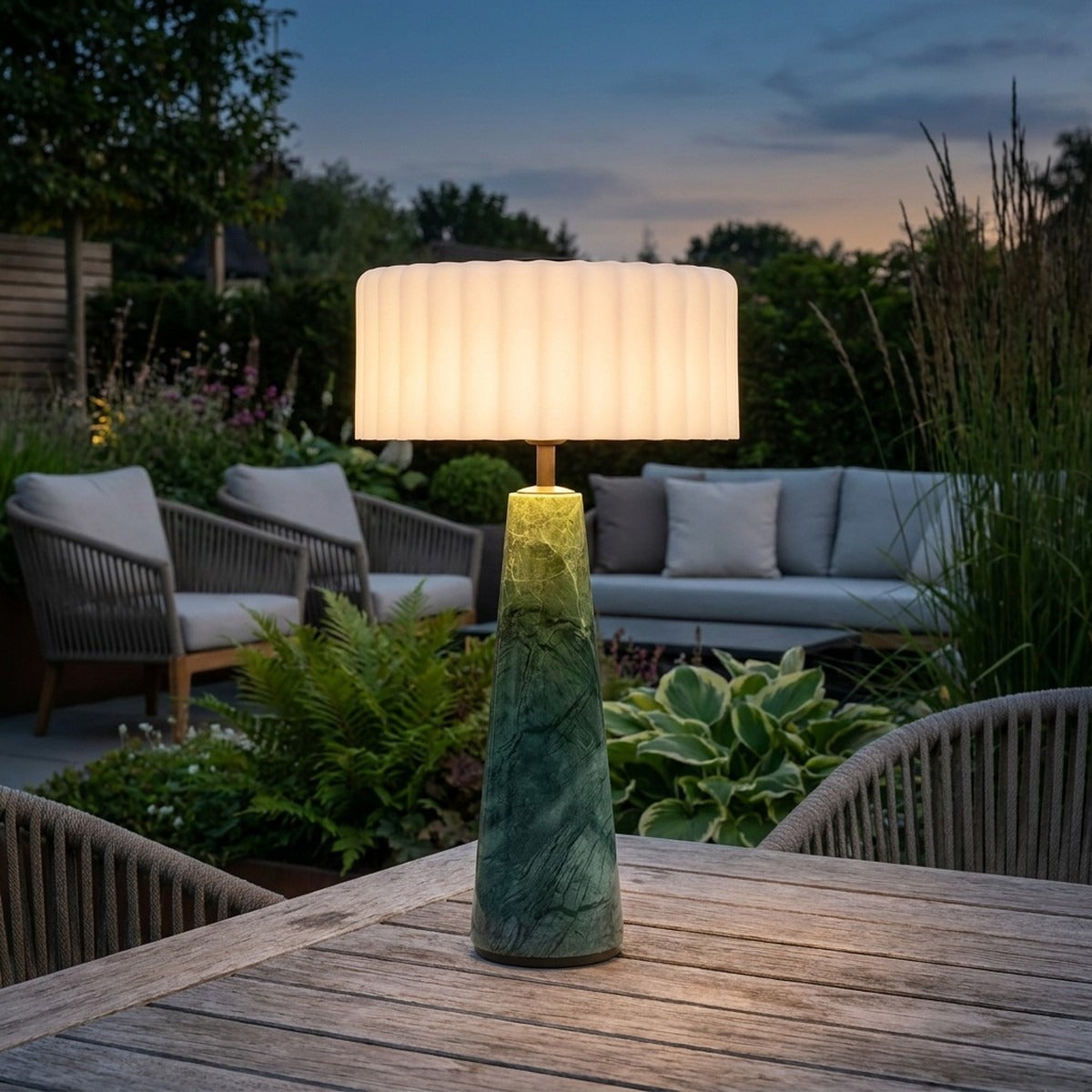 Novena Solido Cordless Rechargeable Table Lamp, Green Marble