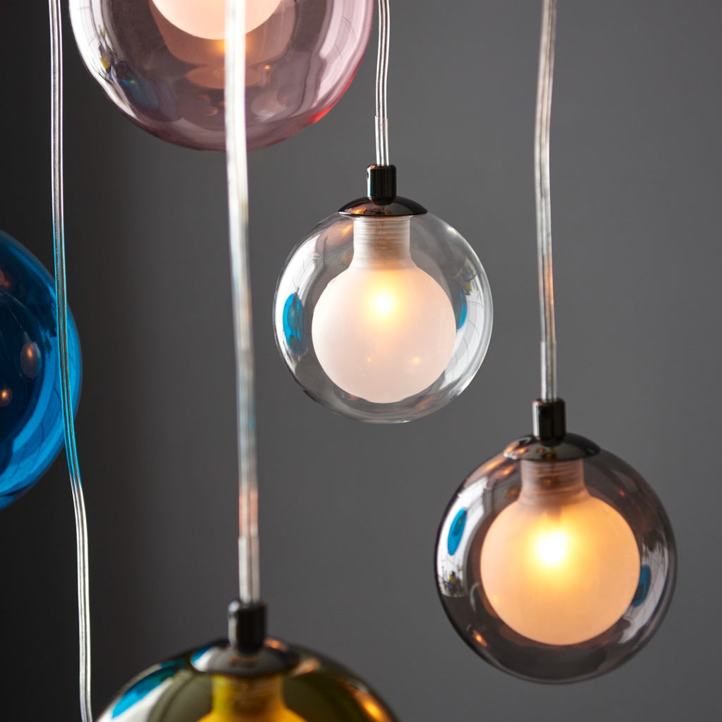Novena Soutelo 12 Light Pendant Light Multi Coloured Glass in Black Chrome Plate